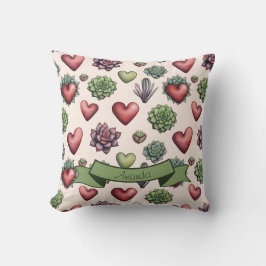 Succulent Heart Waterverf Valentijnsdag Pattern Kussen