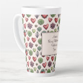Succulent Heart Waterverf Valentijnsdag Pattern Latte Mok (Linkerhoek)
