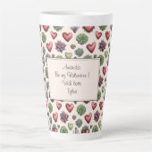 Succulent Heart Waterverf Valentijnsdag Pattern Latte Mok (Voorkant)