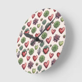 Succulent Heart Waterverf Valentijnsdag Pattern Ronde Klok (Hoek)