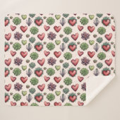 Succulent Heart Waterverf Valentijnsdag Pattern Sherpa Deken (Voorkant (horizontaal))