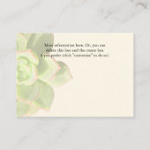 Succulent Hotel Accommodation Enclosure Cards Informatiekaartje (Achterkant)