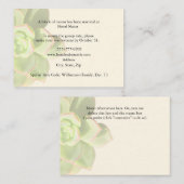 Succulent Hotel Accommodation Enclosure Cards Informatiekaartje (Voorkant / Achterkant)