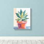 Succulent Houseplant Watercolor Botanical Canvas Afdruk (Insitu (Houten vloer))
