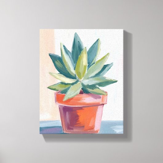 Succulent Houseplant Watercolor Botanical Canvas Afdruk (Voorkant)