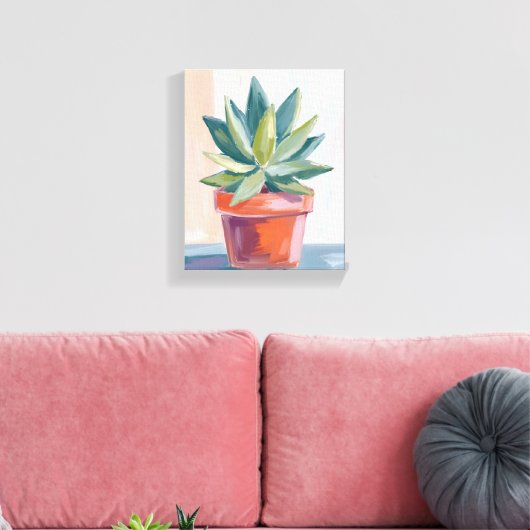 Succulent Houseplant Watercolor Botanical Canvas Afdruk (Insitu (Woonkamer))