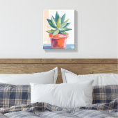 Succulent Houseplant Watercolor Botanical Canvas Afdruk (Insitu (Slaapkamer))