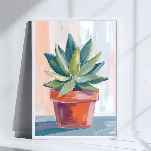 Succulent Houseplant Watercolor Botanical Poster