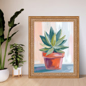 Succulent Houseplant Watercolor Botanical Poster