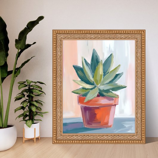 Succulent Houseplant Watercolor Botanical Poster