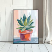 Succulent Houseplant Watercolor Botanical Poster