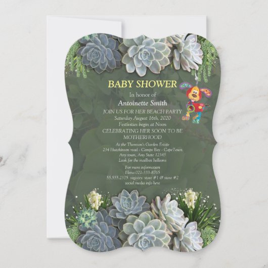Succulent Hues of Bleek Blues Baby shower Kaart (Voorkant)