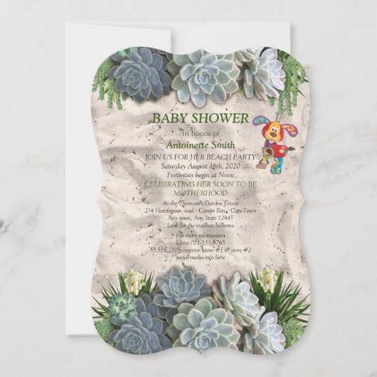 Succulent Hues of Bleek Blues Baby shower Kaart (Voorkant)