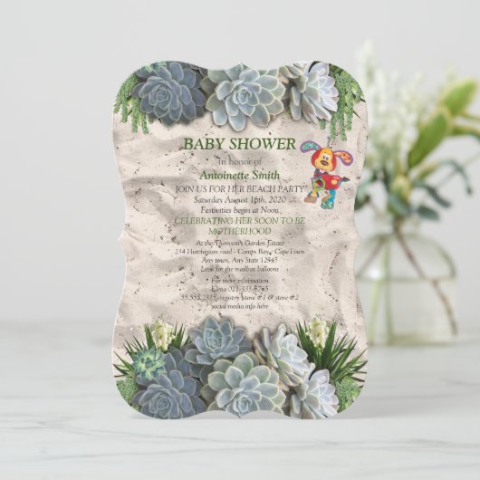 Succulent Hues of Bleek Blues Baby shower Kaart (Staand voorkant)