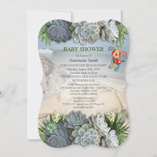Succulent Hues of Bleek Blues Baby shower Kaart (Voorkant)