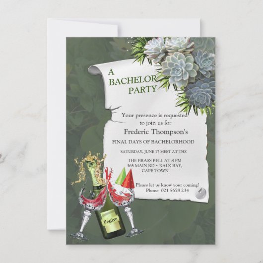 Succulent Hues of Bleek Blues Bachelor Party (Voorkant)