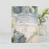 Succulent Hues of Bleek Blues Birthday Kaart (Staand voorkant)