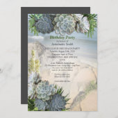 Succulent Hues of Bleek Blues Birthday Kaart (Voorkant / Achterkant)