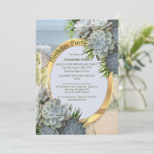 Succulent Hues of Bleek Blues Birthday Kaart (Staand voorkant)