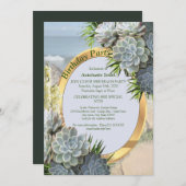 Succulent Hues of Bleek Blues Birthday Kaart (Voorkant / Achterkant)