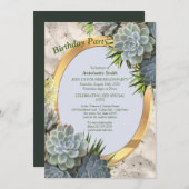 Succulent Hues of Bleek Blues Birthday Kaart (Voorkant / Achterkant)