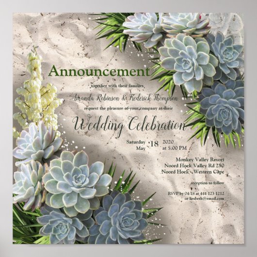 Succulent Hues of Bleek Blues & Green Announcement Poster (Voorkant)