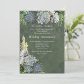 Succulent Hues of Bleek Blues Jubileum Kaart (Staand voorkant)