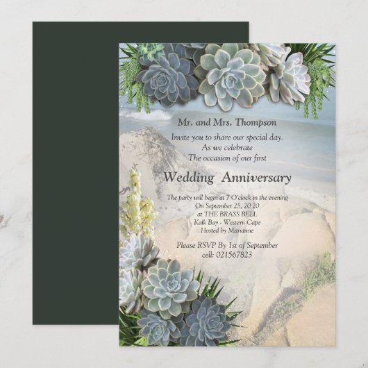 Succulent Hues of Bleek Blues Jubileum Kaart (Voorkant / Achterkant)