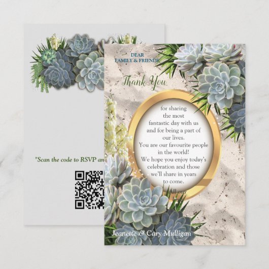 Succulent Hues of Bleek Blues RSVP Kaartje (Voorkant / Achterkant)