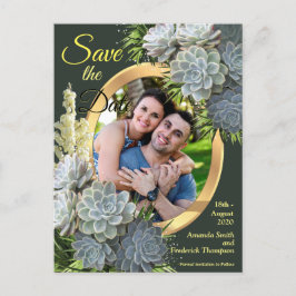 Succulent Hues of Bleek Blues Save the Date Aankondigingskaart