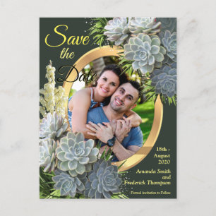 Succulent Hues of Bleek Blues Save the Date Aankondigingskaart