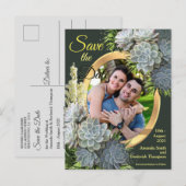 Succulent Hues of Bleek Blues Save the Date Aankondigingskaart (Voorkant / Achterkant)