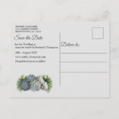 Succulent Hues of Bleek Blues Save the Date Aankondigingskaart (Achterkant)