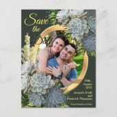 Succulent Hues of Bleek Blues Save the Date Aankondigingskaart (Voorkant)