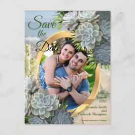 Succulent Hues of Bleek Blues Save the Date Aankondigingskaart