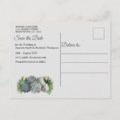 Succulent Hues of Bleek Blues Save the Date Aankondigingskaart (Achterkant)