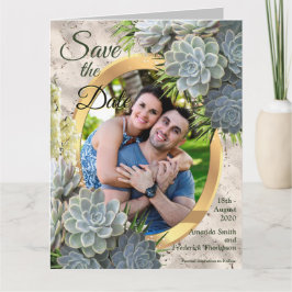 Succulent Hues of Bleek Blues Save the Dates Kaart