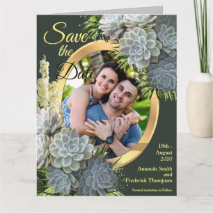 Succulent Hues of Bleek Blues Save the Dates Kaart