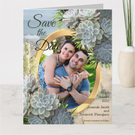 Succulent Hues of Bleek Blues Save the Dates Kaart