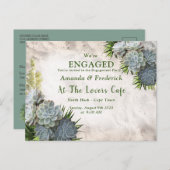 Succulent Hues of Bleek Blues Verloving Uitnodiging Briefkaart (Voorkant / Achterkant)