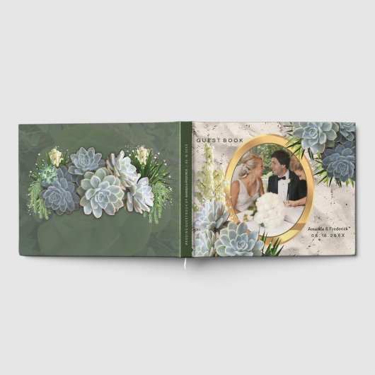 Succulent Hues of Bleek Blues Wedding Gastenboek (Volledig)