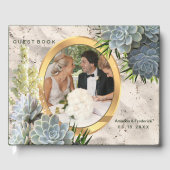 Succulent Hues of Bleek Blues Wedding Gastenboek (Voorkant)