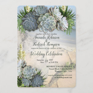 Succulent Hues of Bleek Blues & Wedding Invitation Kaart