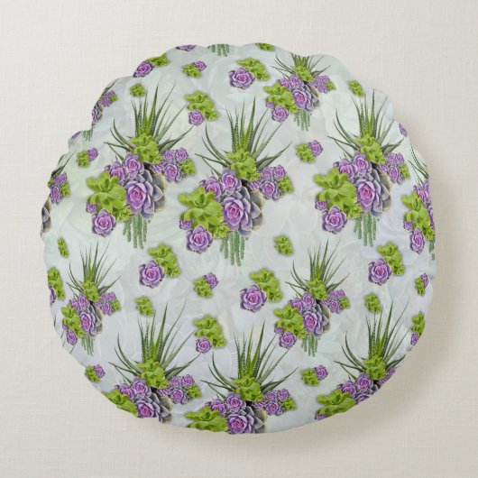 Succulent Hues of Zee Green & Lavender tones Rond Kussen (Voorkant)