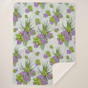 Succulent Hues of Zee Green & Lavender tones Sherpa Deken
