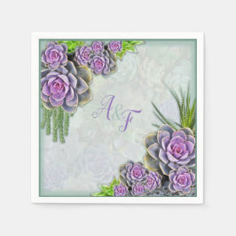 Succulent Hues of Zee Green, Violet Napkins Servet
