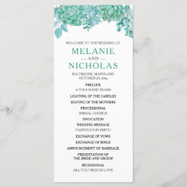 Succulent huwelijksprogramma 3973 programmakaart