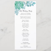 Succulent huwelijksprogramma. Munt cactus ceremoni Programmakaart (Achterkant)