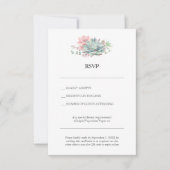 Succulent Hybrid Wedding RSVP Card with QR Code Kaart (Voorkant)