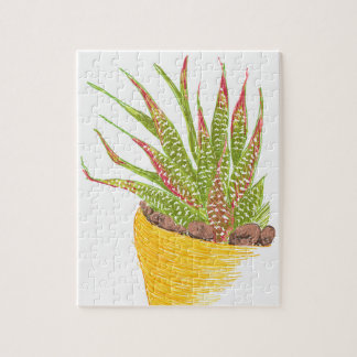 Succulent in Gele Pot Jigzaag Puzzle Legpuzzel